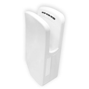 Immagine di Colombo Design CONTRACT asciugamani elettrico eco-jet ad inserimento verticale delle mani, con vaschetta di raccolta acqua, doppio filtro antibatterico, resistenza elettrica on/off, colore bianco B99810-BI