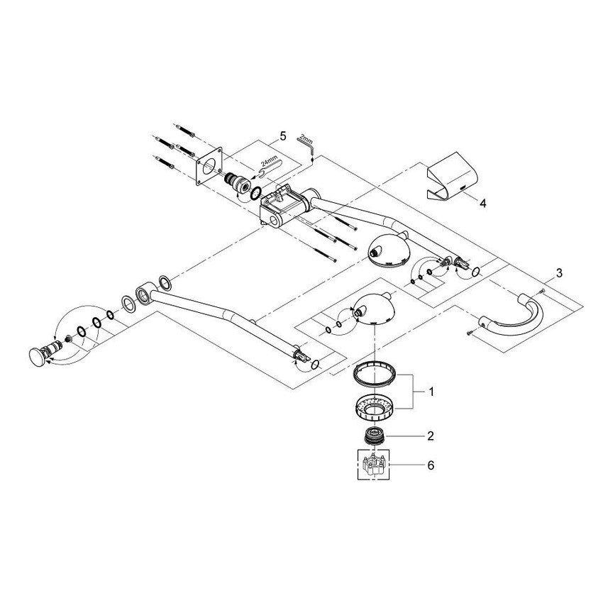 Immagine di Grohe Freehander® Sistema doccia da incasso Con due soffioni doccia orientabili braccio doccia orientabile per funzione doccia (posizione alta) e soffioni laterali (posizione bassa) cromo 27005000