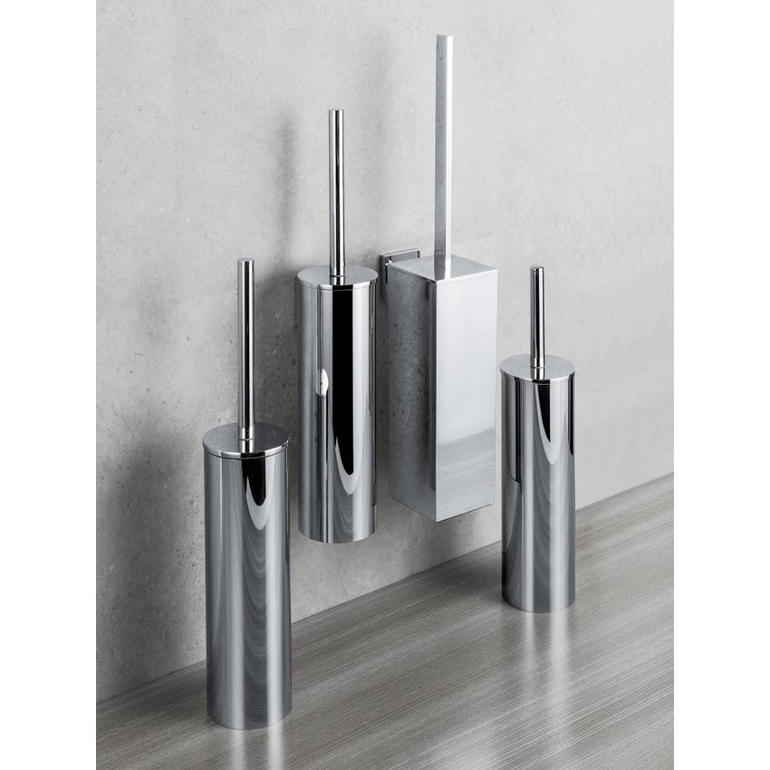 Immagine di Colombo Design CONTRACT SMART porta scopino da parete/appoggio, finitura cromo B97060CR