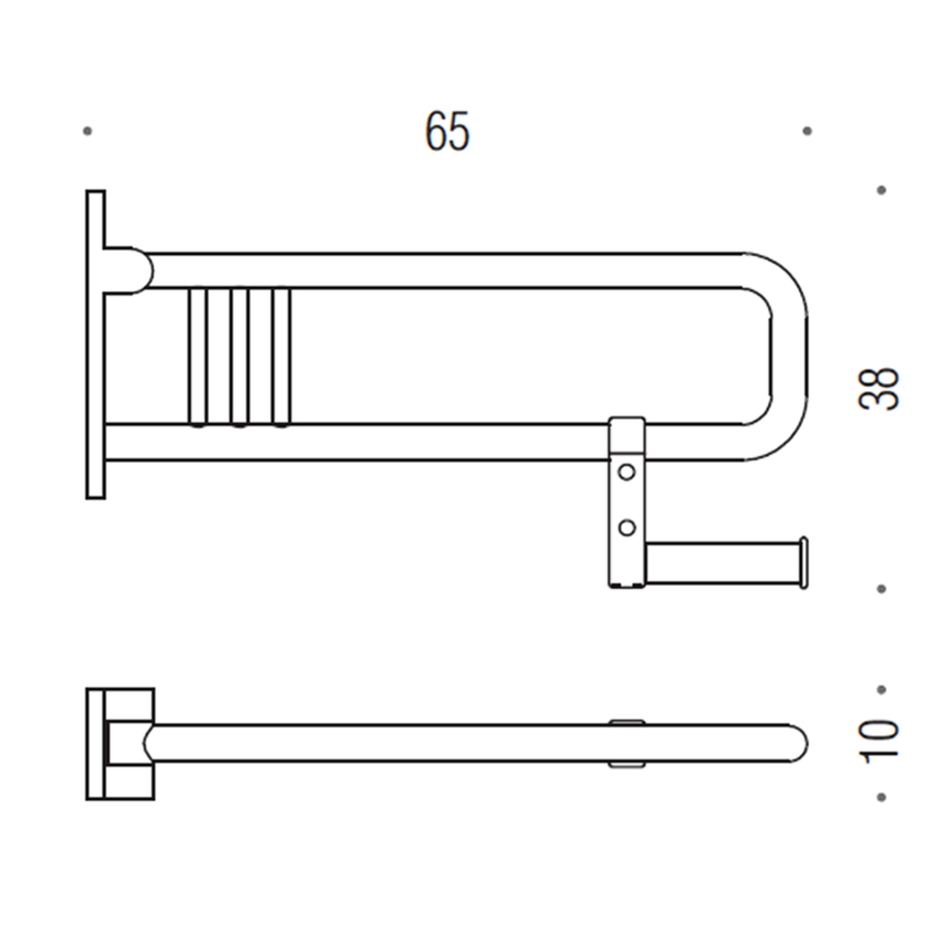 Immagine di Colombo Design CONTRACT appoggio ribaltabile con porta rotolo L.65 cm, finitura cromo B97290CR