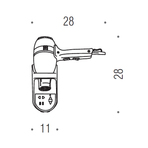 Immagine di Colombo Design CONTRACT asciugacapelli da parete con presa universale per rasoio 110/220 V, colore nero B99940