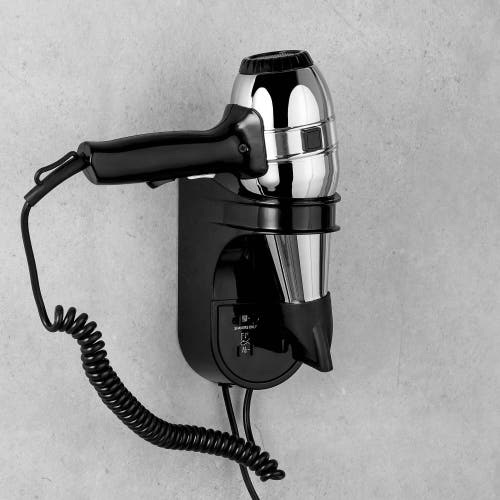 Immagine di Colombo Design CONTRACT asciugacapelli da parete con presa universale per rasoio 110/220 V, colore nero B99940
