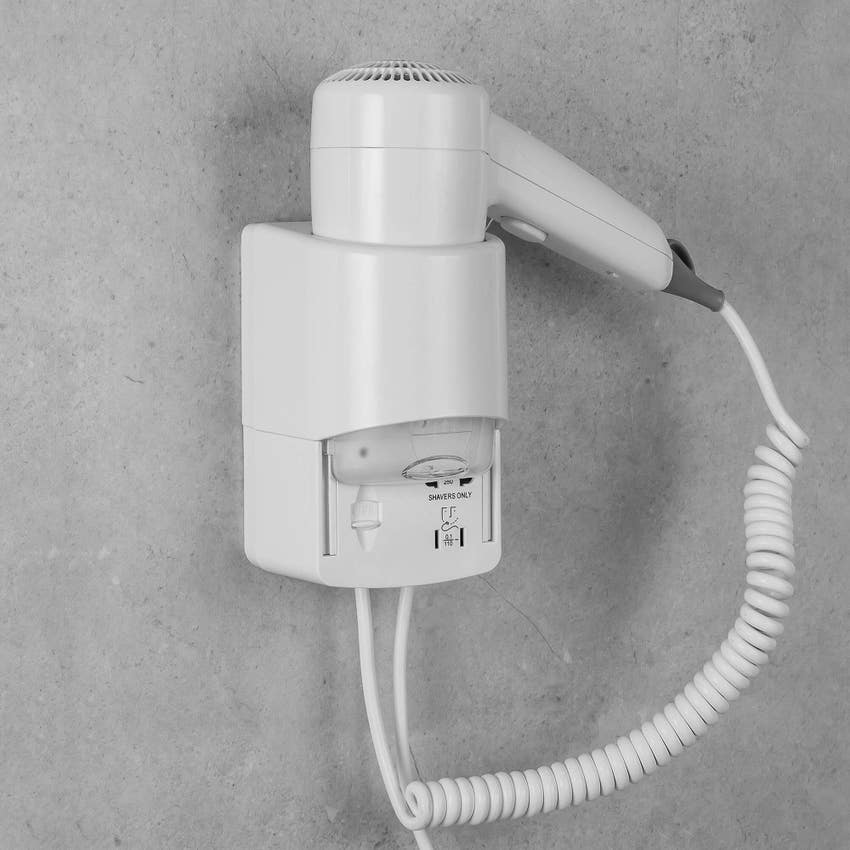 Immagine di Colombo Design CONTRACT asciugacapelli da parete con presa universale per rasoio 110/220 V, colore bianco B99950