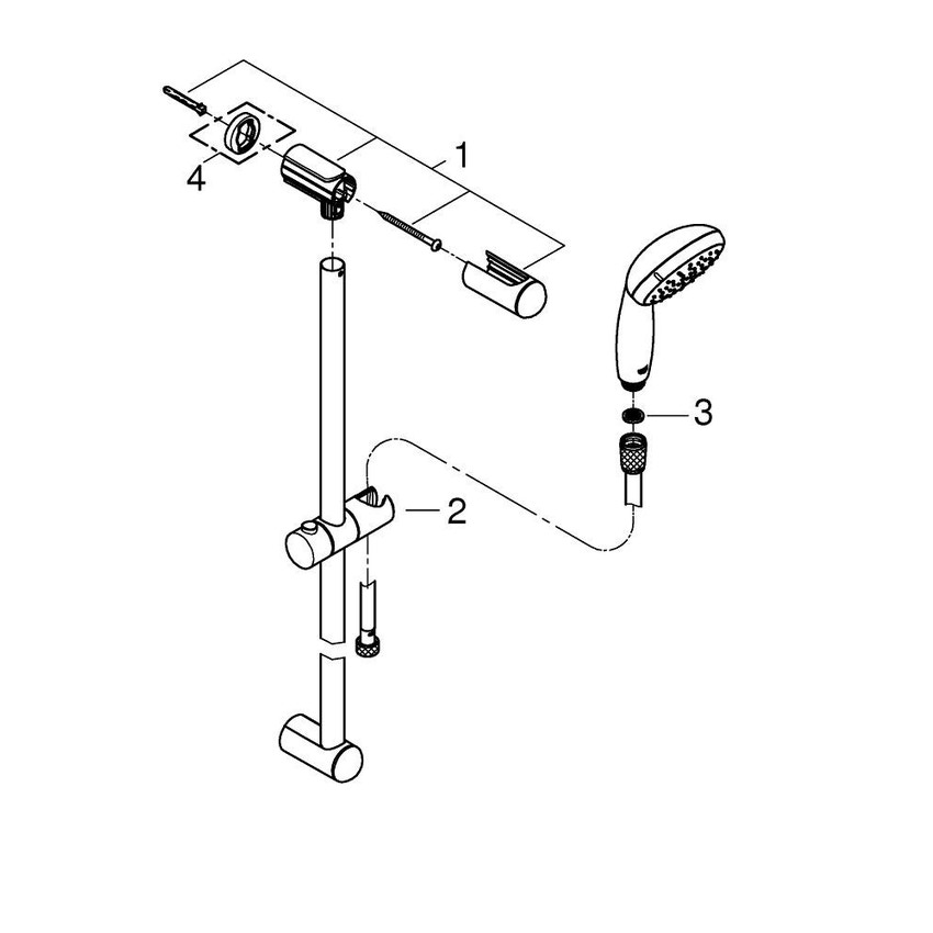 Immagine di Grohe New Tempesta 100 Set asta Doccia 2 Getti a Risparmio Idrico 2759800E