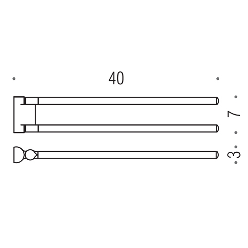 Immagine di Colombo Design LUNA porta salviette L.40 cm, doppio a snodo, finitura cromo  B01120CR