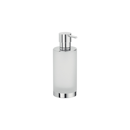Immagine di Colombo Design NORDIC set da appoggio con dispenser sapone, porta sapone e bicchiere, finitura cromo SETNO004