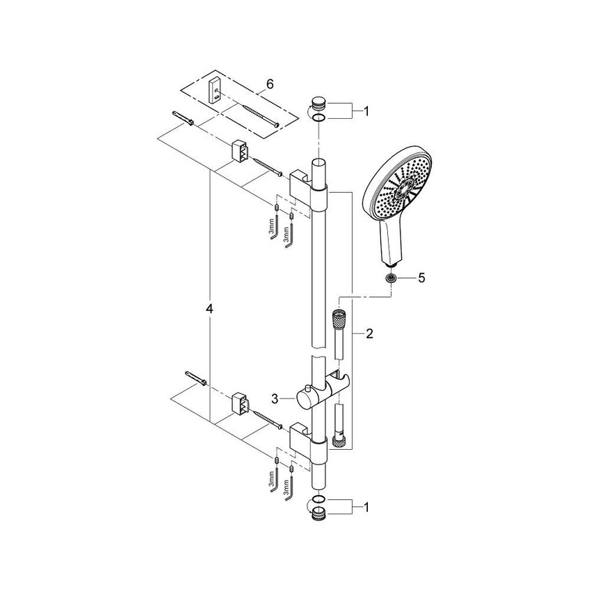 Immagine di Grohe Power&Soul® Cosmopolitan 160 Set asta doccia a 4 tipologie di getto combinabili finitura cromo 27744000