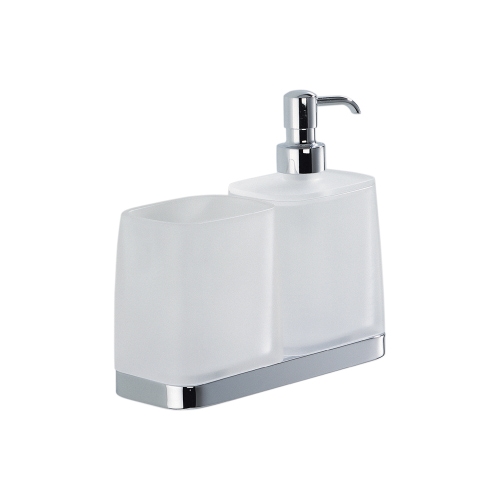 Immagine di Colombo Design TIME porta bicchiere e dispenser per sapone liquido, finitura cromo  W42710CR-VAN