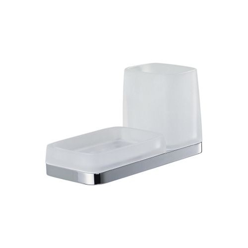 Immagine di Colombo Design TIME porta sapone e porta bicchiere, finitura cromo  W42720CR-VAN