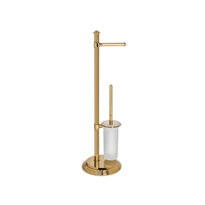 Immagine di Colombo Design HERMITAGE piantana con porta rotolo e porta scopino, finitura oro B33180HPS