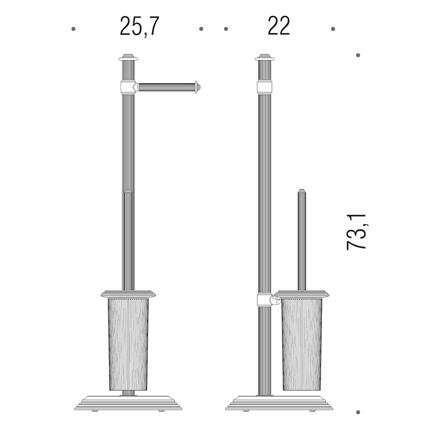 Immagine di Colombo Design HERMITAGE piantana con porta rotolo e porta scopino, finitura oro B33180HPS