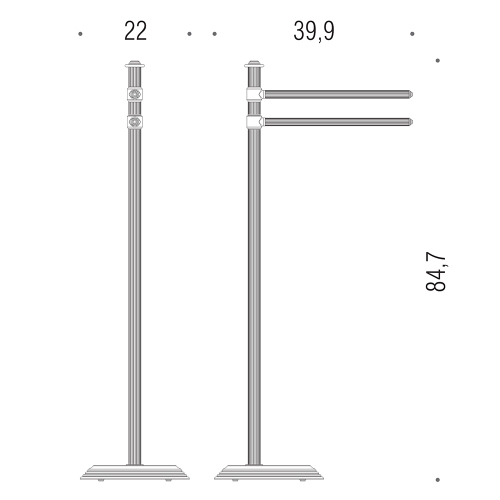 Immagine di Colombo Design HERMITAGE piantana con due porta salvietta, finitura oro B33380HPS
