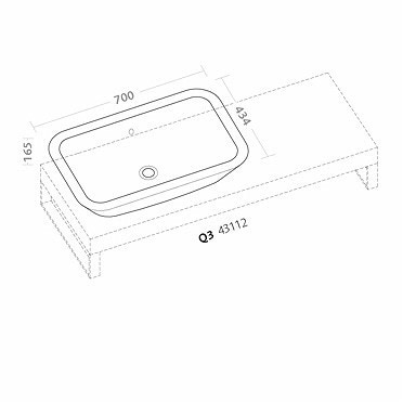 Immagine di Pozzi Ginori Q3 bacinella da appoggio rettangolare 70, senza piano rubinetteria, bianco 43112000