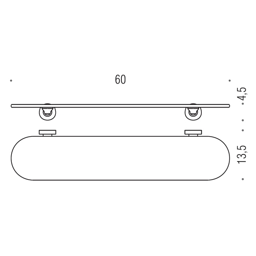 Immagine di Colombo Design BASIC mensola in vetro acidato naturale con supporti, finitura cromo  B27160CR-VAN