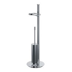 Immagine di Colombo Design ISOLE piantana con porta rotolo e porta scopino in ottone, finitura cromo  B94070CR