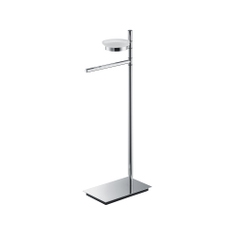 Immagine di Colombo Design SQUARE piantana con porta sapone e porta salvietta, finitura cromo  B99020CR