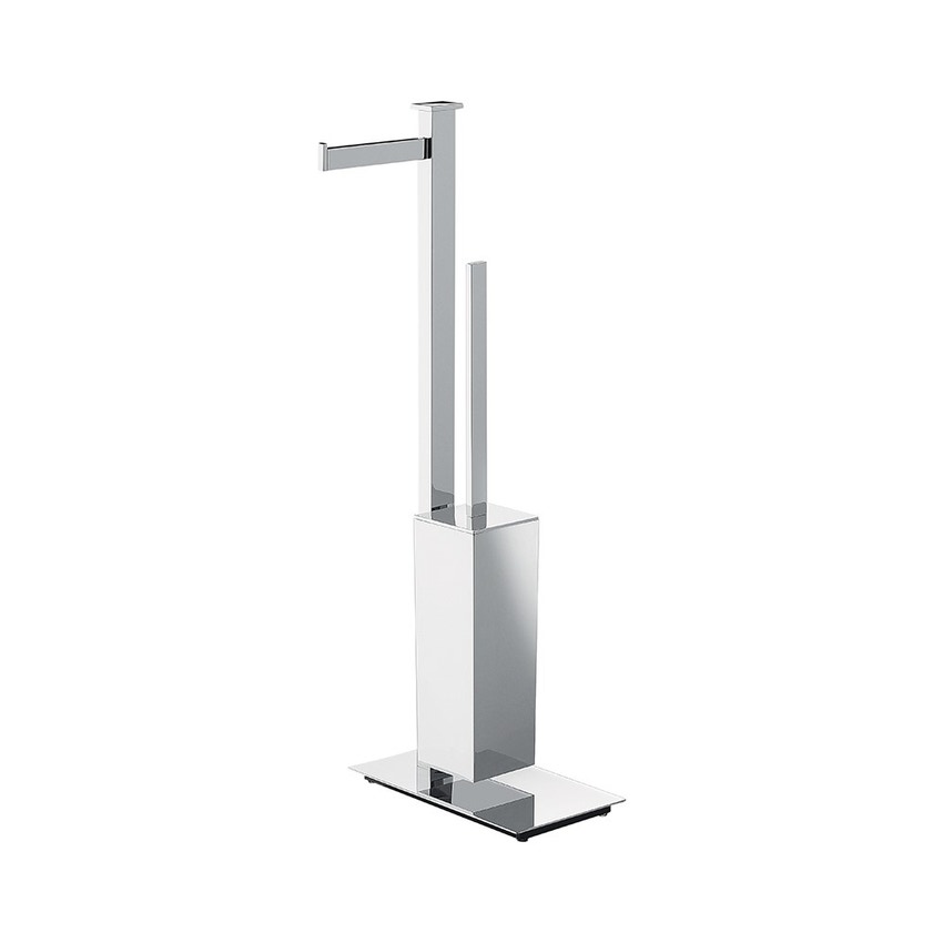 Immagine di Colombo Design UNITS piantana sinistra con porta rotolo e porta scopino, colore nero finitura opaco B9107SNM