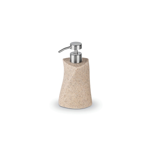 Immagine di Colombo Design COOL SANDY dispenser sapone d'appoggio in resina e sabbia con pompetta satinata, finitura beige W4605-RBE