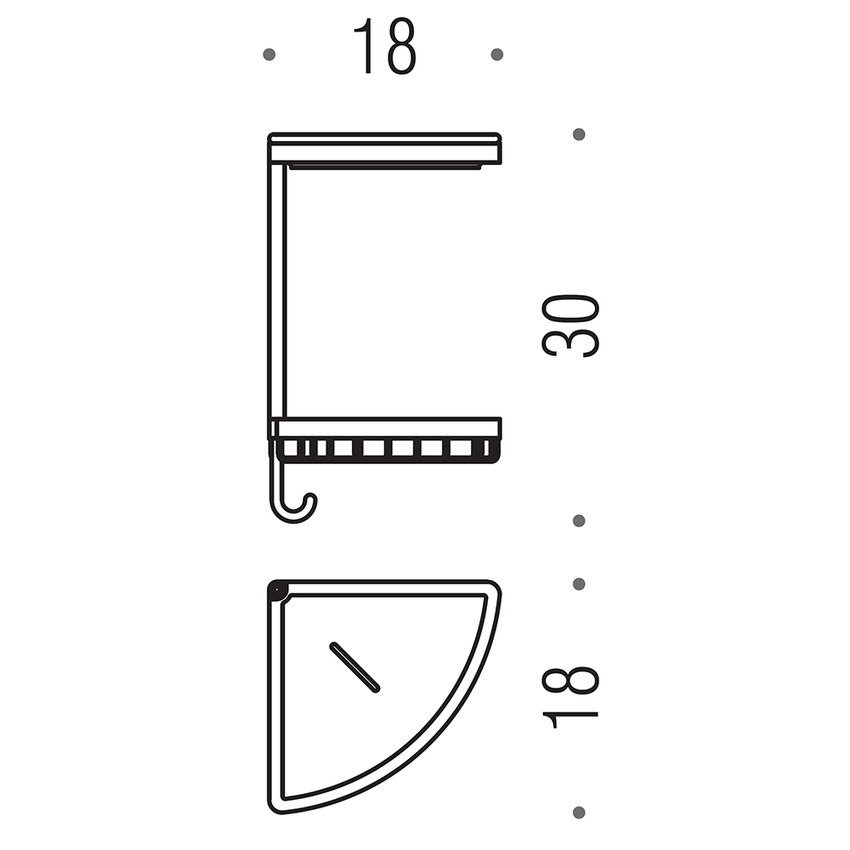 Immagine di Colombo Design Angolare doppio con cestino, vaschetta e gancio, finitura cromo B96010CR-CBL