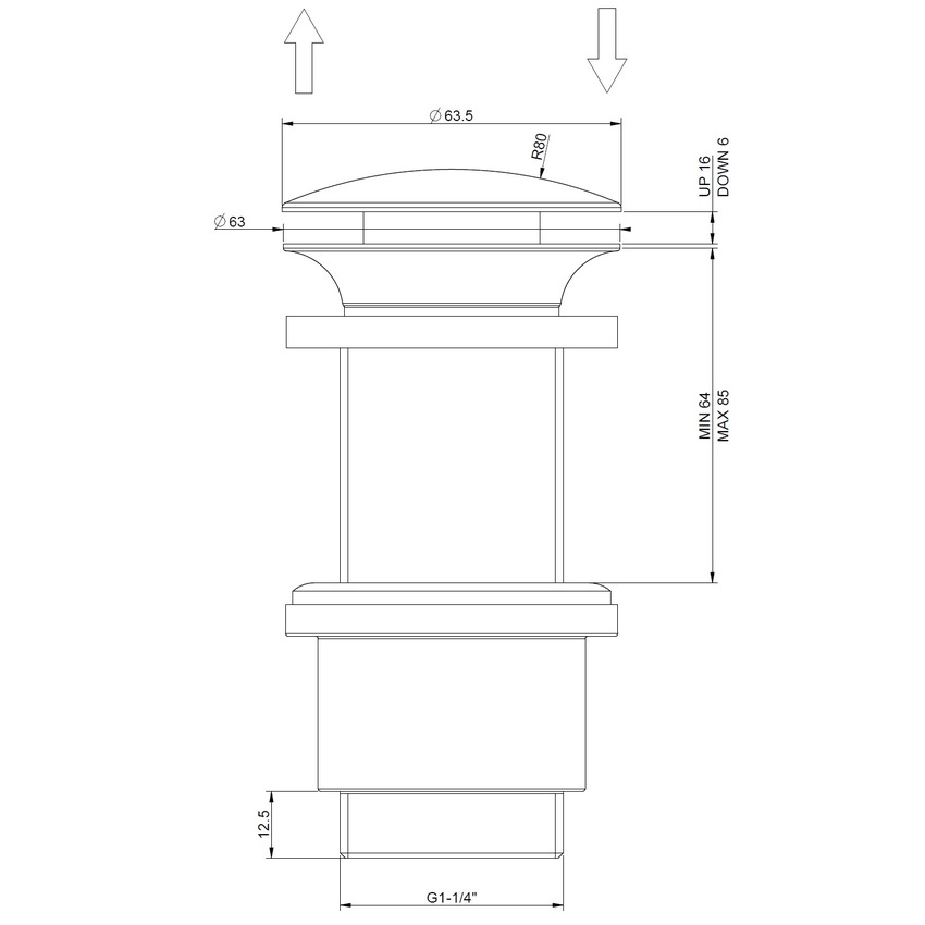 Immagine di Gessi piletta "Stop&Go" per lavabo senza troppopieno, finitura cromo 01423#031