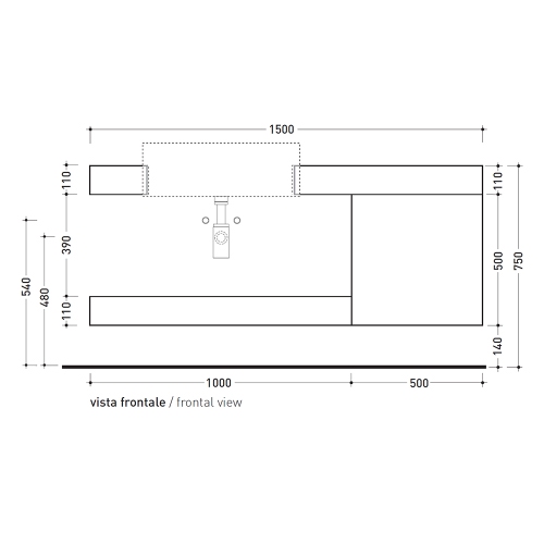 Immagine di Flaminia ACQUAGRANDE set composizione reversibile per lavabo Acquagrande 60 da semincasso, finitura rovere moro MAS60