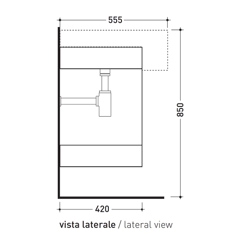 Immagine di Flaminia ACQUAGRANDE set composizione reversibile per lavabo Acquagrande 60 da semincasso, finitura rovere moro MAS60