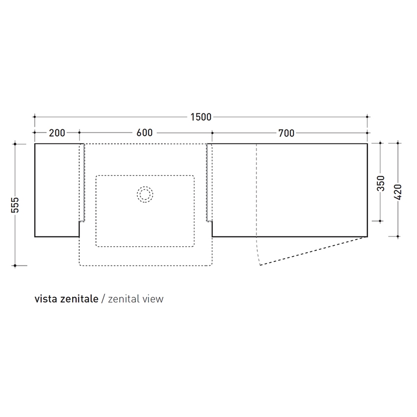 Immagine di Flaminia ACQUAGRANDE set composizione reversibile per lavabo Acquagrande 60 da semincasso, finitura rovere moro MAS60