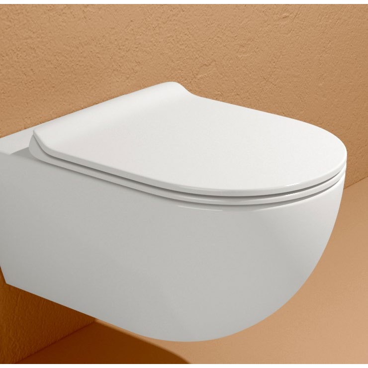 Immagine di Flaminia MINIAPP set sanitari sospesi, vaso con sistema goclean® e coprivaso slim con discesa rallentata, bidet monoforo con troppopieno, colore grigio lava finitura opaco AP119GGLA+AP219GLA+QKCW09GLA