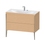 Immagine di Duravit XVIU lavabo consolle c-bonded, con base sottolavabo a pavimento 100 cm, profilo colore champagne, lavabo consolle Viu incluso, senza troppopieno, con bordo per rubinetteria, finitura rovere spazzolato XV4711EB112C