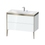 Immagine di Duravit XVIU lavabo consolle c-bonded, con base sottolavabo a pavimento 100 cm, profilo colore champagne, lavabo consolle Viu incluso, senza troppopieno, con bordo per rubinetteria, colore bianco finitura lucido XV4711EB185P
