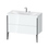 Immagine di Duravit XVIU lavabo consolle c-bonded, con base sottolavabo a pavimento 100 cm, profilo colore nero, lavabo consolle Viu incluso, senza troppopieno, con bordo per rubinetteria, colore bianco finitura lucido XV4711EB285C