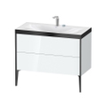 Immagine di Duravit XVIU lavabo consolle c-bonded, con base sottolavabo a pavimento 100 cm, profilo colore nero, lavabo consolle Viu incluso, senza troppopieno, con bordo per rubinetteria, colore bianco finitura lucido XV4711EB285P
