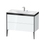 Immagine di Duravit XVIU lavabo consolle c-bonded, con base sottolavabo a pavimento 100 cm, profilo colore nero, lavabo consolle Viu incluso, senza troppopieno, con bordo per rubinetteria, colore bianco finitura lucido XV4711EB285P