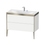 Immagine di Duravit XVIU lavabo consolle c-bonded, con base sottolavabo a pavimento 100 cm, profilo colore champagne, lavabo consolle Viu incluso, senza troppopieno, con bordo per rubinetteria, colore bianco finitura opaco XV4711EB118P