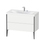 Immagine di Duravit XVIU lavabo consolle c-bonded, con base sottolavabo a pavimento 100 cm, profilo colore nero, lavabo consolle Viu incluso, senza troppopieno, con bordo per rubinetteria, colore bianco finitura opaco XV4711EB218C