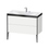 Immagine di Duravit XVIU lavabo consolle c-bonded, con base sottolavabo a pavimento 100 cm, profilo colore nero, lavabo consolle Viu incluso, senza troppopieno, con bordo per rubinetteria, colore bianco finitura opaco XV4711EB218P