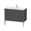 Immagine di Duravit XVIU lavabo consolle c-bonded, con base sottolavabo a pavimento 100 cm, profilo colore champagne, lavabo consolle Viu incluso, senza troppopieno, con bordo per rubinetteria, colore grigio grafite finitura opaco XV4711EB149C