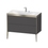 Immagine di Duravit XVIU lavabo consolle c-bonded, con base sottolavabo a pavimento 100 cm, profilo colore champagne, lavabo consolle Viu incluso, senza troppopieno, con bordo per rubinetteria, colore grigio grafite finitura opaco XV4711EB149P
