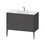Immagine di Duravit XVIU lavabo consolle c-bonded, con base sottolavabo a pavimento 100 cm, profilo colore nero, lavabo consolle Viu incluso, senza troppopieno, con bordo per rubinetteria, colore grigio grafite finitura opaco XV4711EB249C