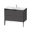 Immagine di Duravit XVIU lavabo consolle c-bonded, con base sottolavabo a pavimento 100 cm, profilo colore nero, lavabo consolle Viu incluso, senza troppopieno, con bordo per rubinetteria, colore grigio grafite finitura opaco XV4711EB249P