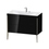 Immagine di Duravit XVIU lavabo consolle c-bonded, con base sottolavabo a pavimento 100 cm, profilo colore champagne, lavabo consolle Viu incluso, senza troppopieno, con bordo per rubinetteria, colore nero finitura lucido XV4711EB140C