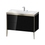 Immagine di Duravit XVIU lavabo consolle c-bonded, con base sottolavabo a pavimento 100 cm, profilo colore champagne, lavabo consolle Viu incluso, senza troppopieno, con bordo per rubinetteria, colore nero finitura lucido XV4711EB140P