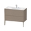 Immagine di Duravit XVIU lavabo consolle c-bonded, con base sottolavabo a pavimento 100 cm, profilo colore champagne, lavabo consolle Viu incluso, senza troppopieno, con bordo per rubinetteria, finitura rovere cashmere XV4711EB111C