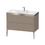 Immagine di Duravit XVIU lavabo consolle c-bonded, con base sottolavabo a pavimento 100 cm, profilo colore champagne, lavabo consolle Viu incluso, senza troppopieno, con bordo per rubinetteria, finitura rovere cashmere XV4711EB111P