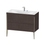 Immagine di Duravit XVIU lavabo consolle c-bonded, con base sottolavabo a pavimento 100 cm, profilo colore champagne, lavabo consolle Viu incluso, senza troppopieno, con bordo per rubinetteria, finitura rovere moro spazzolato XV4711EB172C