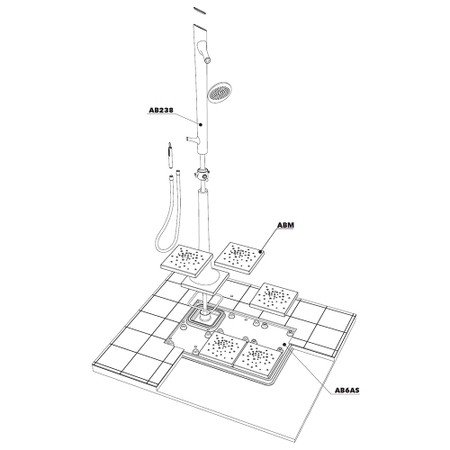 Immagine di Flaminia ALBERO sistema doccia L.118 P.79 cm a destra AB238/C+AB6AD+ABM
