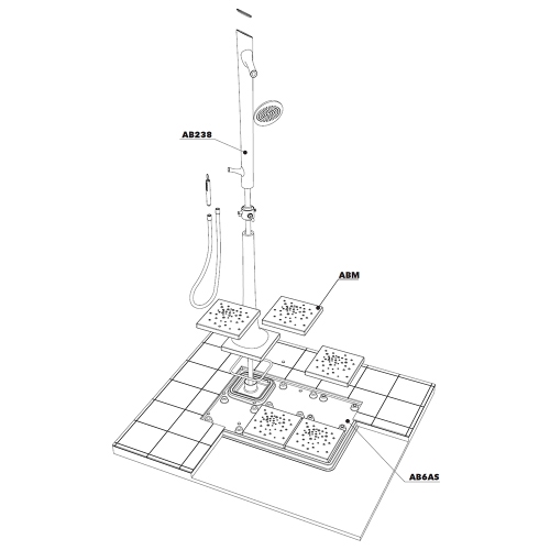 Immagine di Flaminia ALBERO sistema doccia L.118 P.79 cm a destra AB238/C+AB6AD+ABM