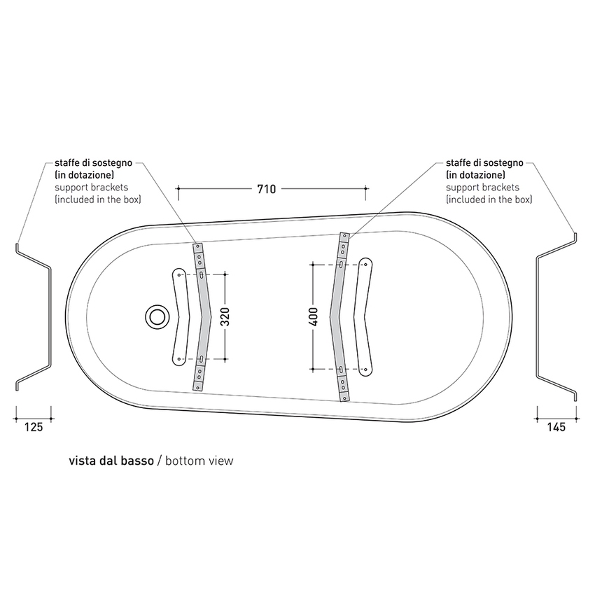 Immagine di Flaminia EVERGREEN vasca free-standing 170 cm, in crystal-tech, colore bianco finitura lucido, piedi finitura oro EG170OB