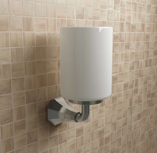 Immagine di Flaminia EVERGREEN porta bicchiere in ceramica colore bianco finitura lucido, con base in ottone finitura cromo EGPB