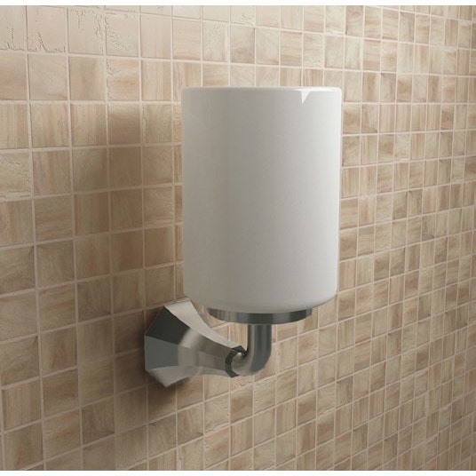 Immagine di Flaminia EVERGREEN porta bicchiere in ceramica colore bianco finitura lucido, con base in ottone finitura cromo EGPB